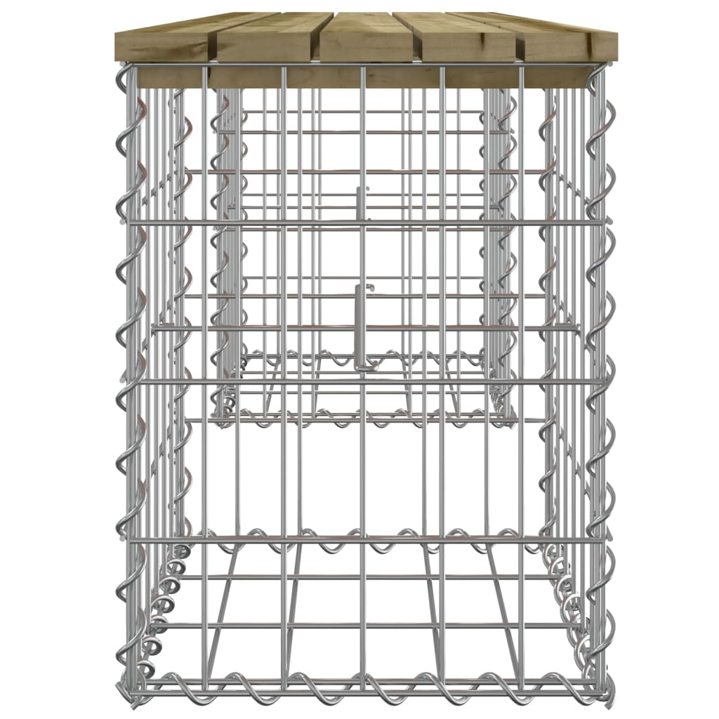 Bancă grădină, design gabion, 103x31x42 cm, lemn pin impregnat