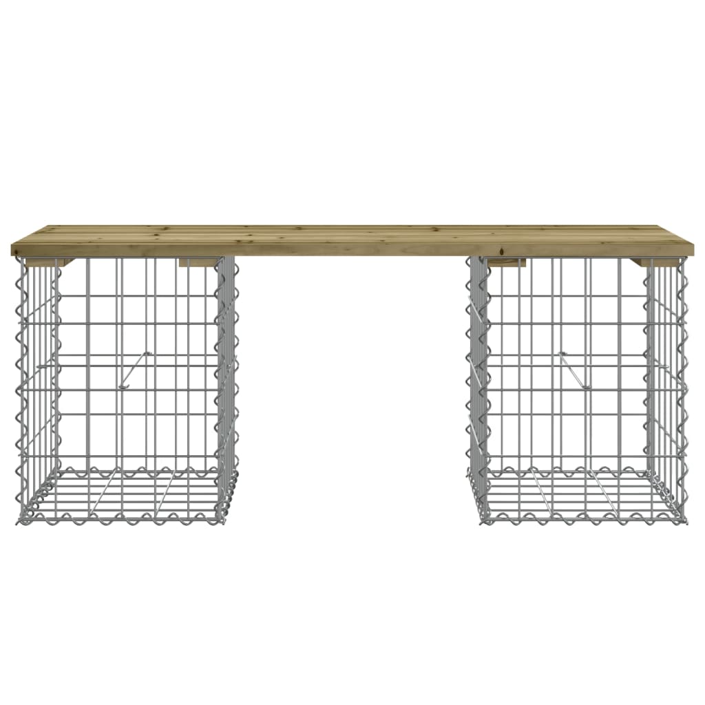 Bancă grădină, design gabion, 103x31x42 cm, lemn pin impregnat