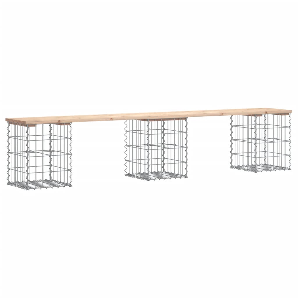 Bancă de grădină, design gabion, 203x31x42cm, lemn masiv de pin