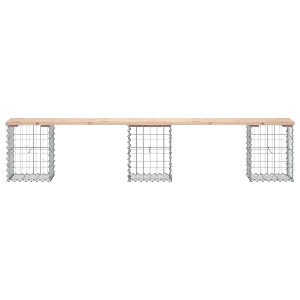 Bancă de grădină, design gabion, 203x31x42cm, lemn masiv de pin