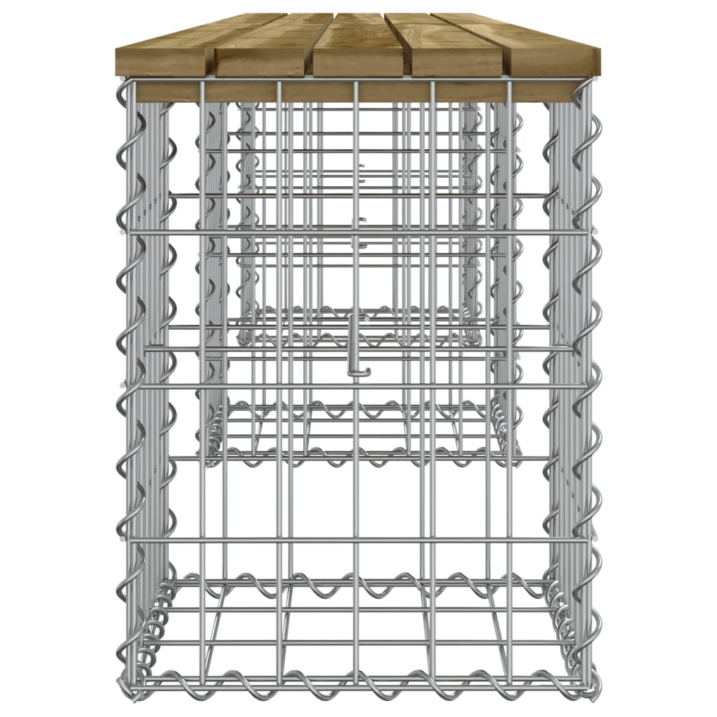 Bancă grădină, design gabion, 203x31x42 cm, lemn pin impregnat