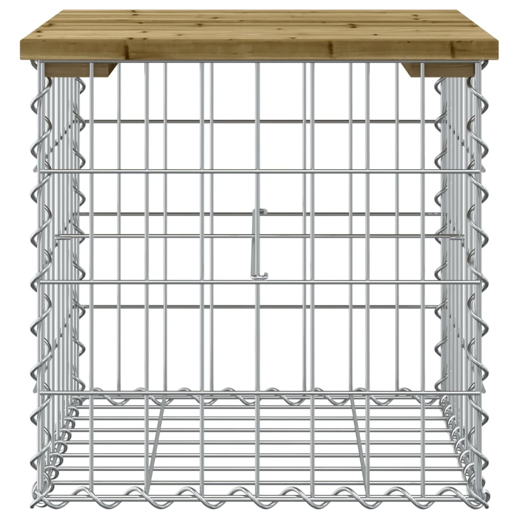 Bancă grădină, design gabion, 43x44x42 cm, lemn pin impregnat