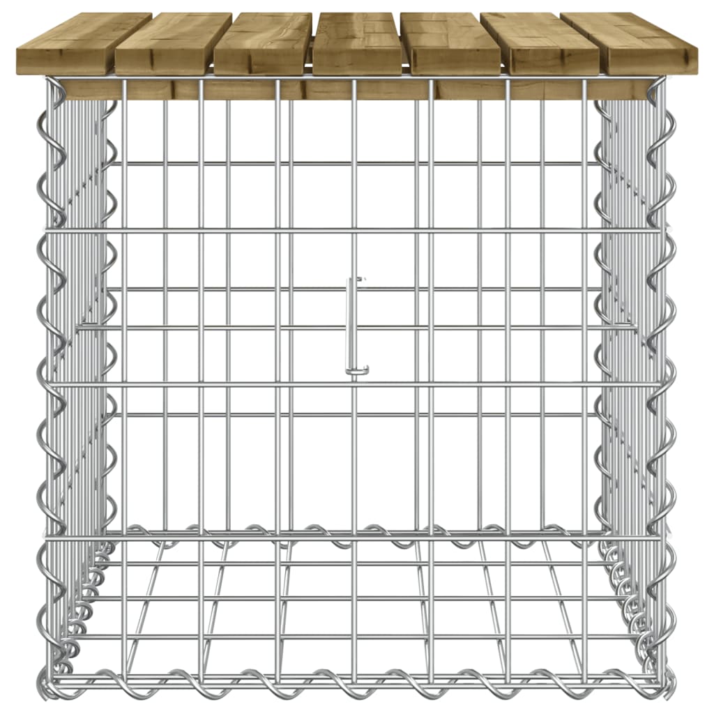 Bancă grădină, design gabion, 43x44x42 cm, lemn pin impregnat