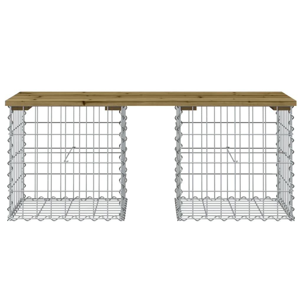 Bancă grădină, design gabion, 103x44x42 cm, lemn pin impregnat