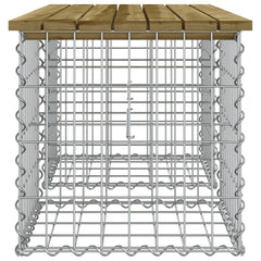 Bancă grădină, design gabion, 103x44x42 cm, lemn pin impregnat