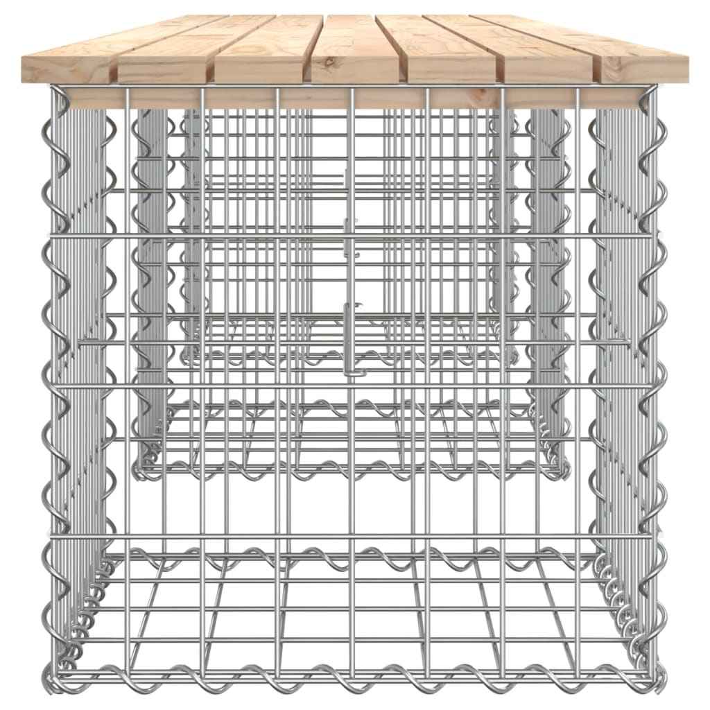 Bancă de grădină, design gabion, 203x44x42cm, lemn masiv de pin