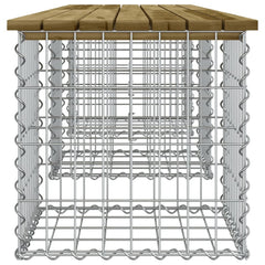 Bancă grădină, design gabion, 203x44x42 cm, lemn pin impregnat