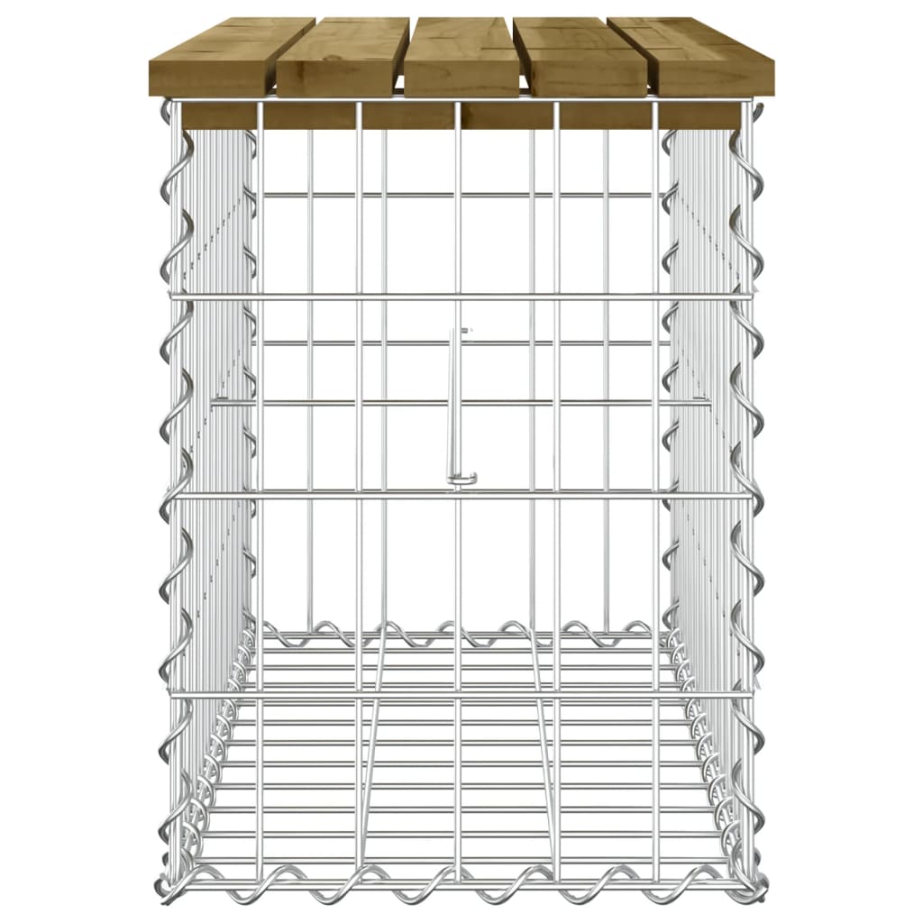 Bancă grădină, design gabion, 63x31,5x42 cm, lemn pin impregnat