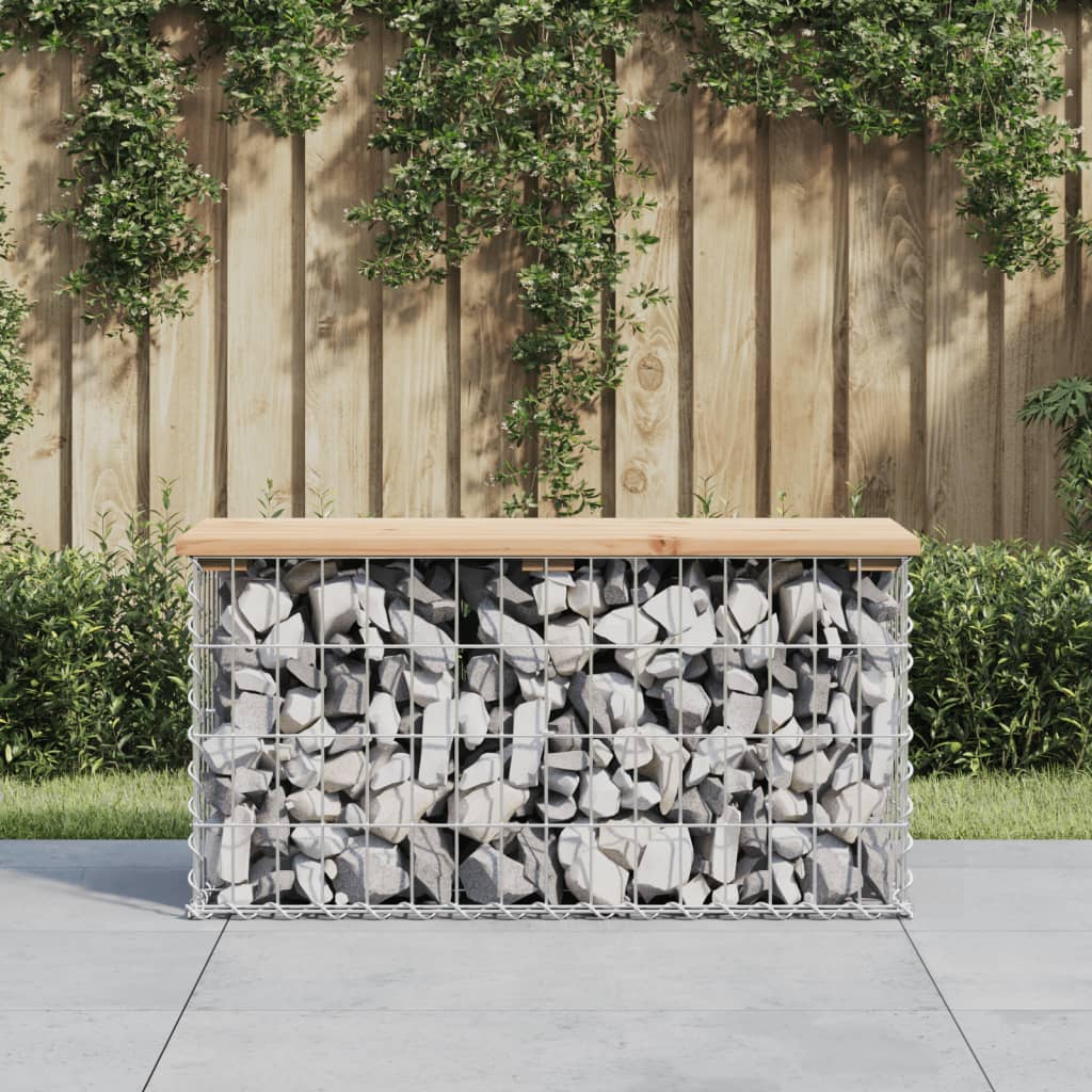 Bancă de grădină, design gabion, 83x31,5x42 cm, lemn masiv pin