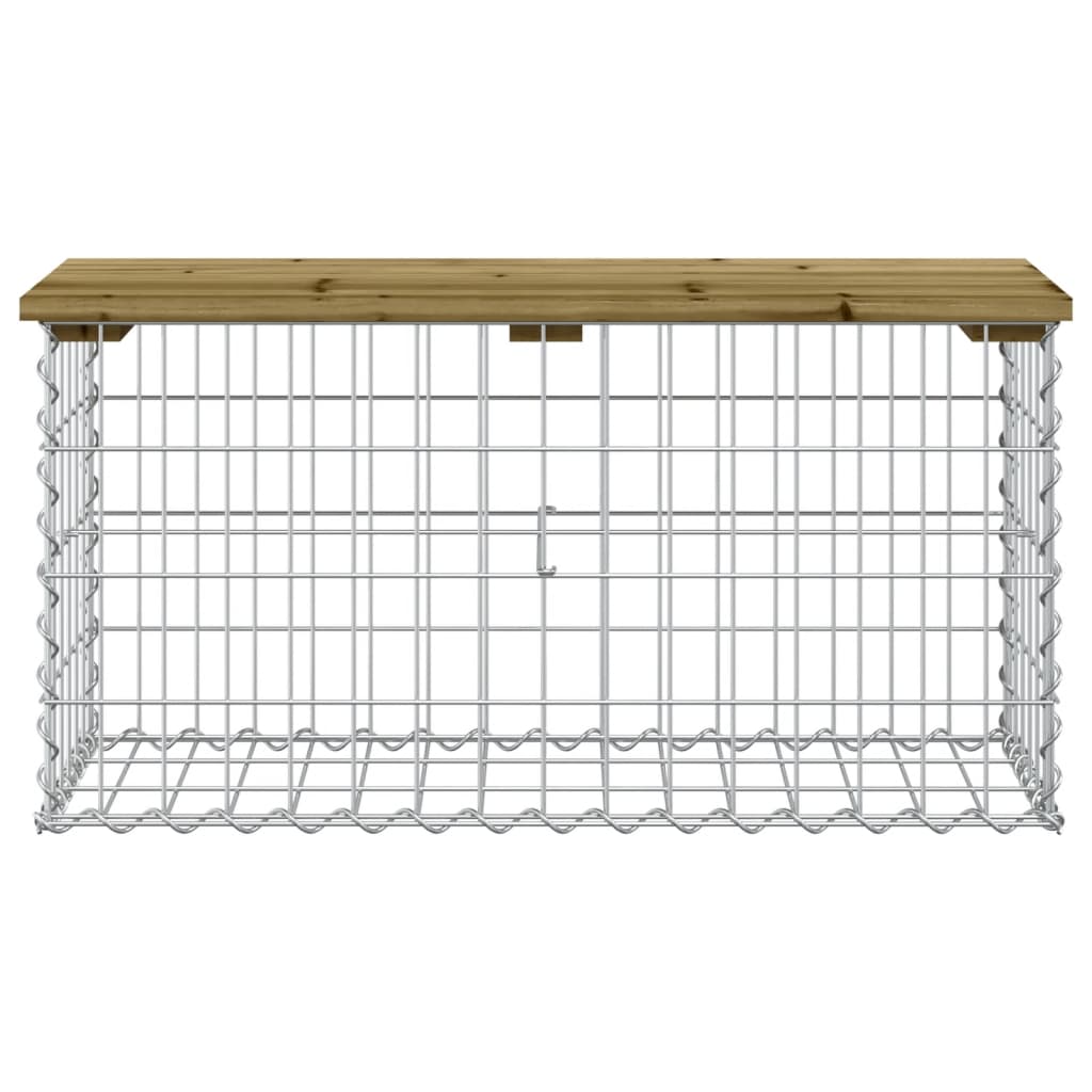 Bancă grădină, design gabion, 83x31,5x42 cm, lemn pin impregnat