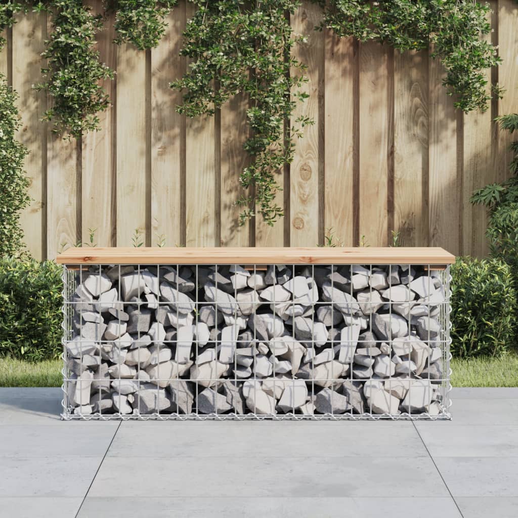 Bancă de grădină, design gabion, 103x31,5x42 cm, lemn masiv pin