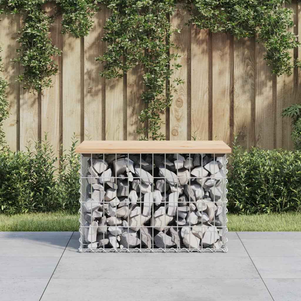Bancă de grădină, design gabion, 63x44x42 cm, lemn masiv de pin