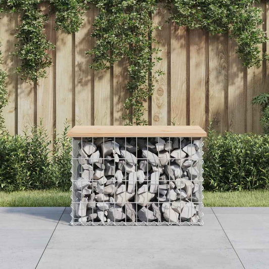Bancă de grădină, design gabion, 63x44x42 cm, lemn masiv de pin