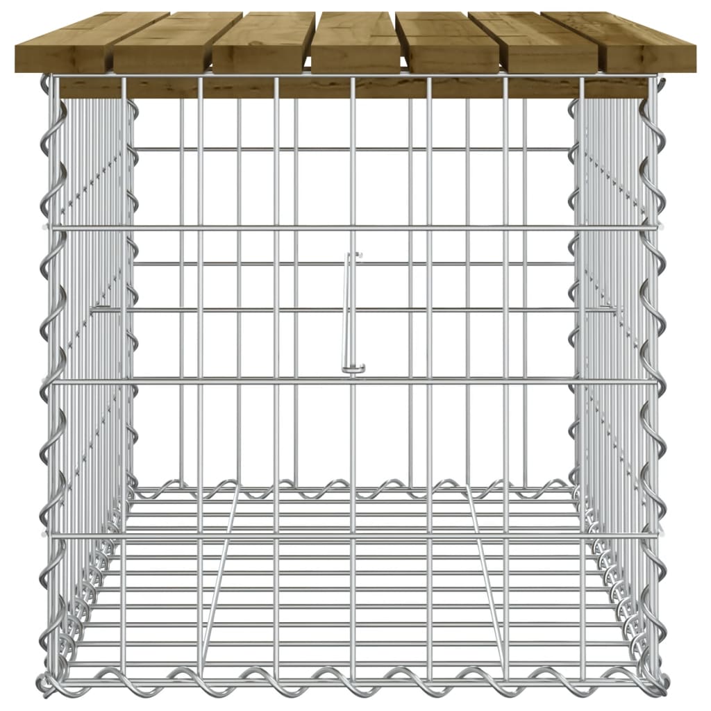 Bancă grădină, design gabion, 63x44x42 cm, lemn pin impregnat