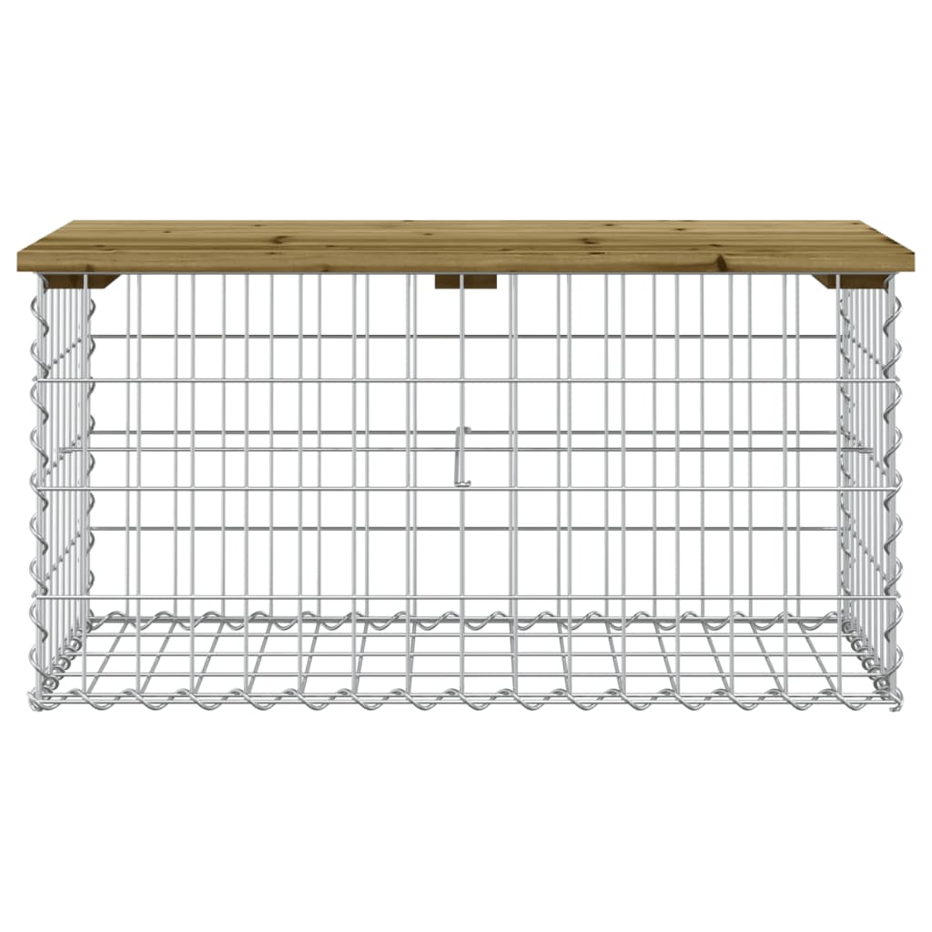 Bancă grădină, design gabion, 83x44x42 cm, lemn pin impregnat