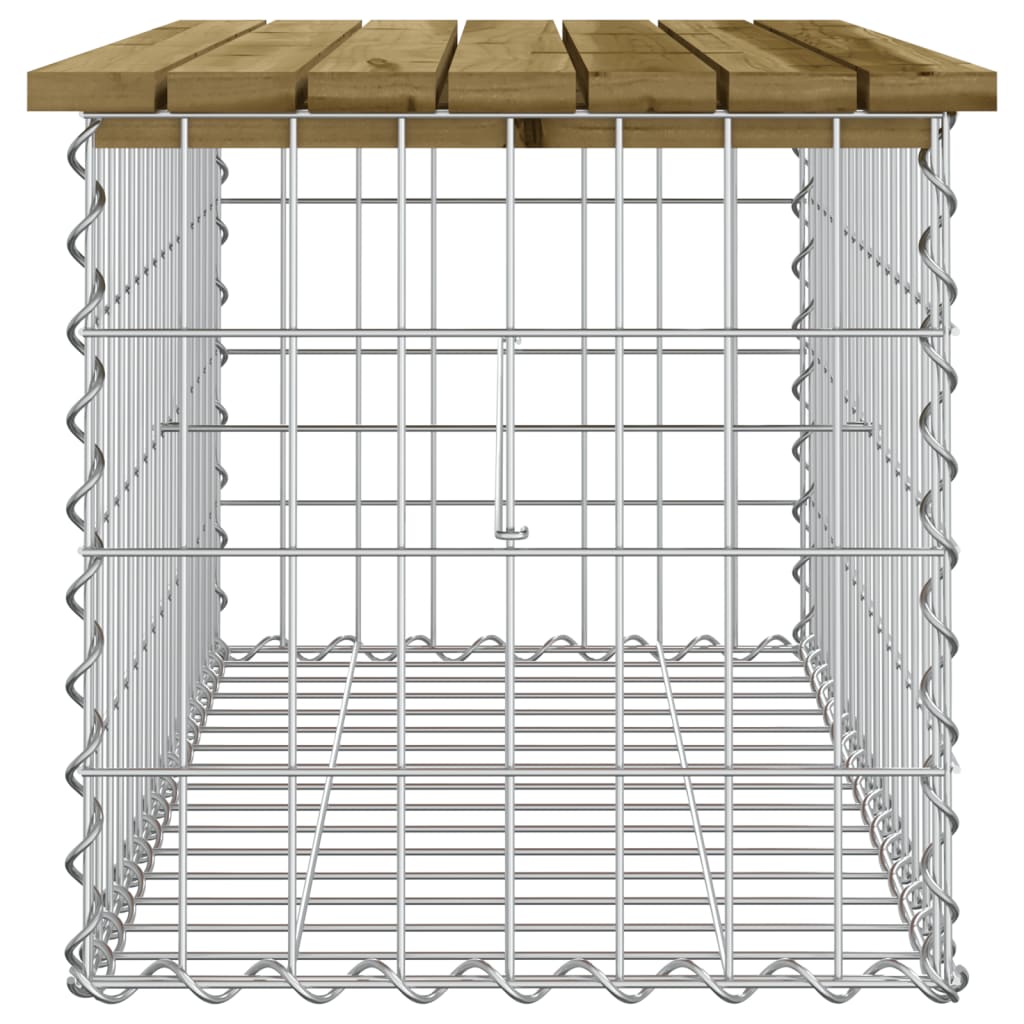 Bancă grădină, design gabion, 83x44x42 cm, lemn pin impregnat