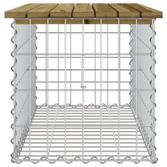 Bancă grădină, design gabion, 83x44x42 cm, lemn pin impregnat