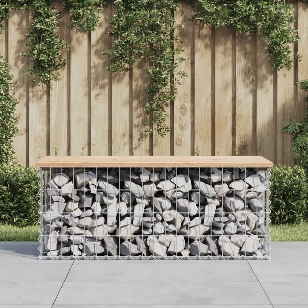 Bancă de grădină, design gabion, 103x44x42cm, lemn masiv de pin