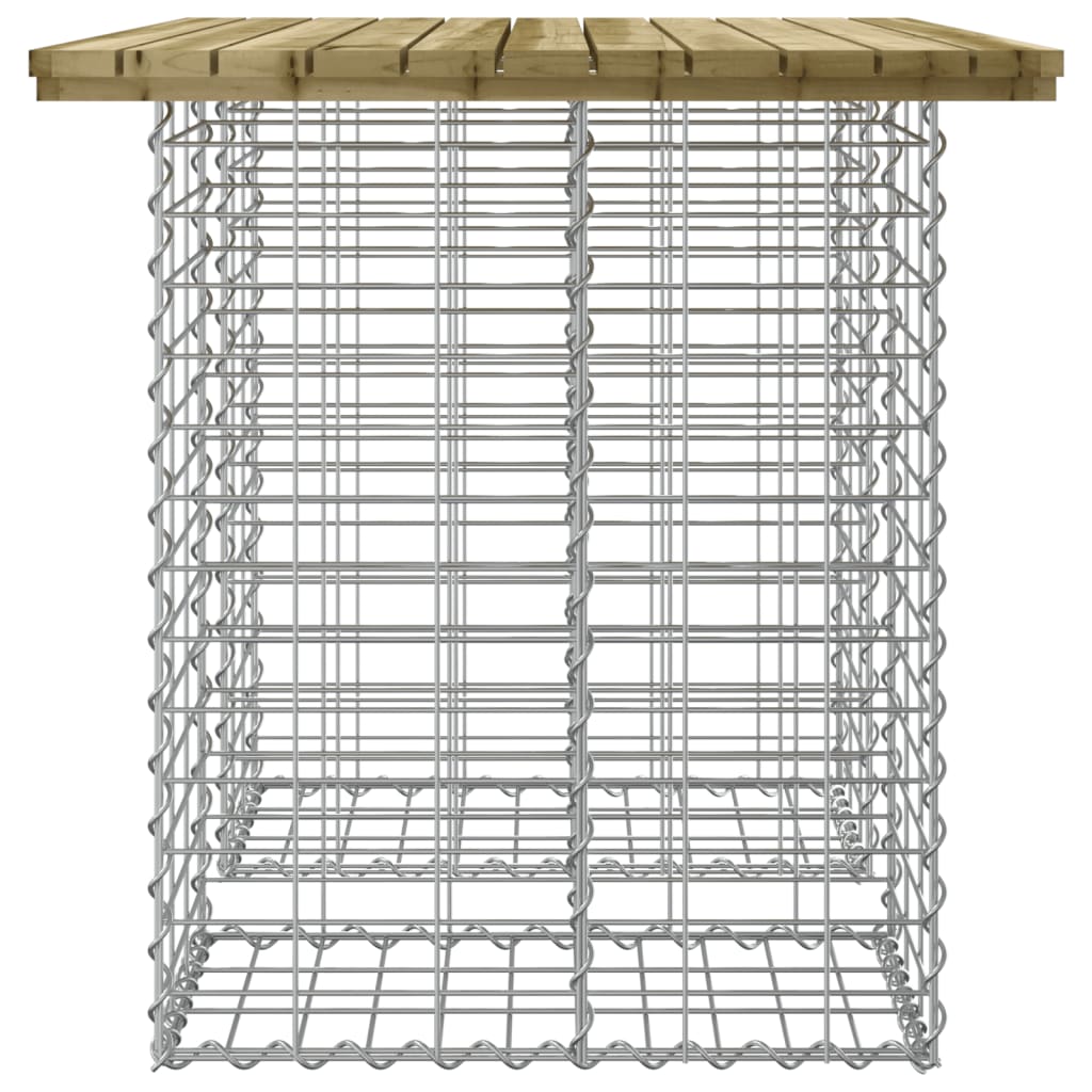 Bancă grădină, design gabion, 100x70x72 cm, lemn pin impregnat