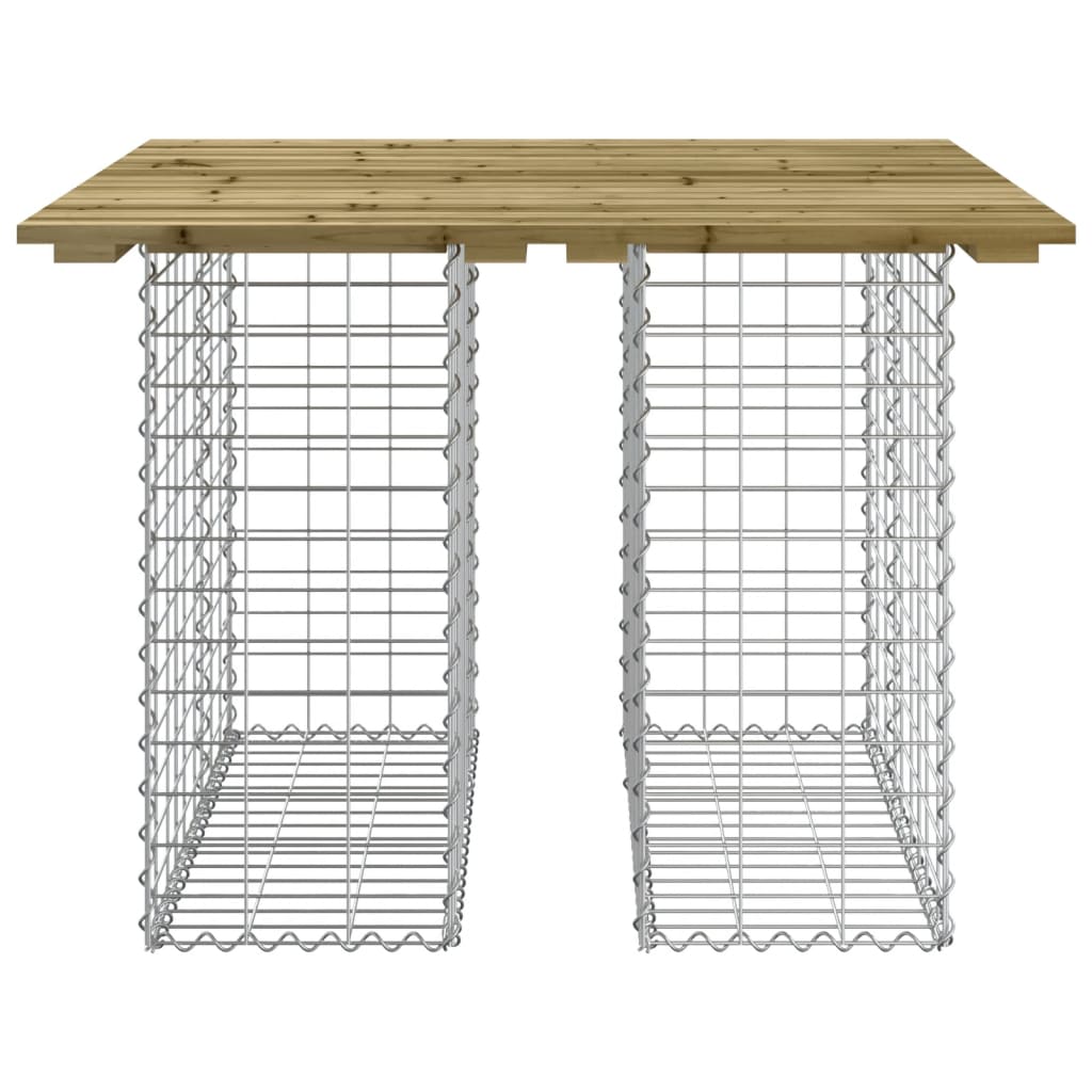 Bancă grădină, design gabion, 100x102x72 cm, lemn pin impregnat