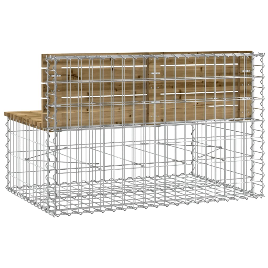 Bancă grădină, design gabion, 103x70x65 cm, lemn pin impregnat