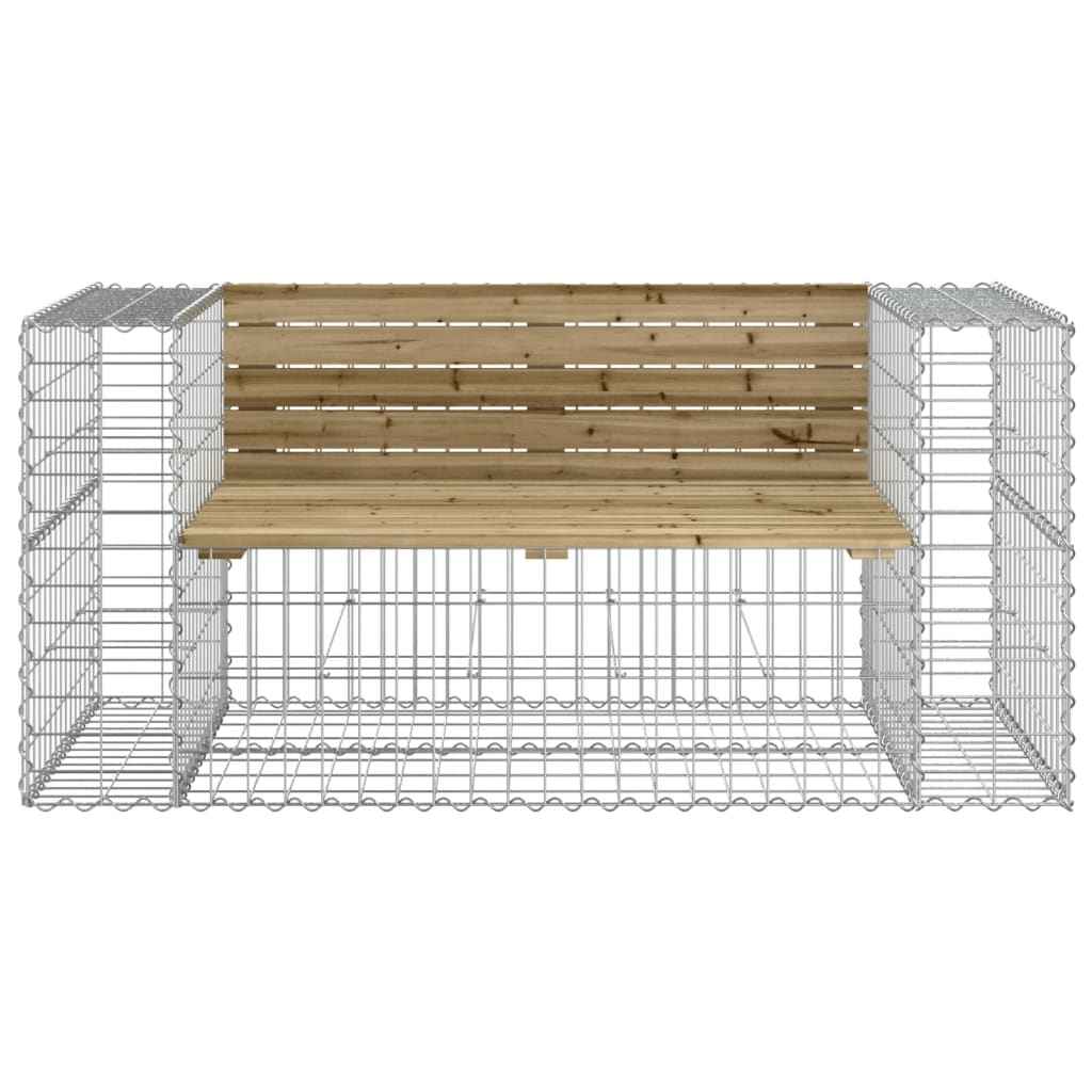 Bancă grădină, design gabion, 143x71x65,5cm, lemn pin impregnat