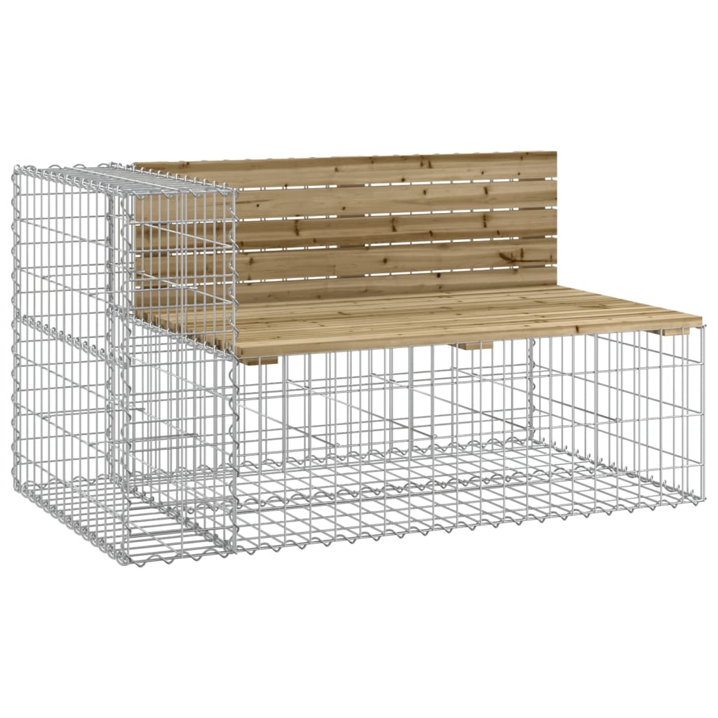 Bancă de grădină design gabion 122x71x65,5cm lemn pin impregnat