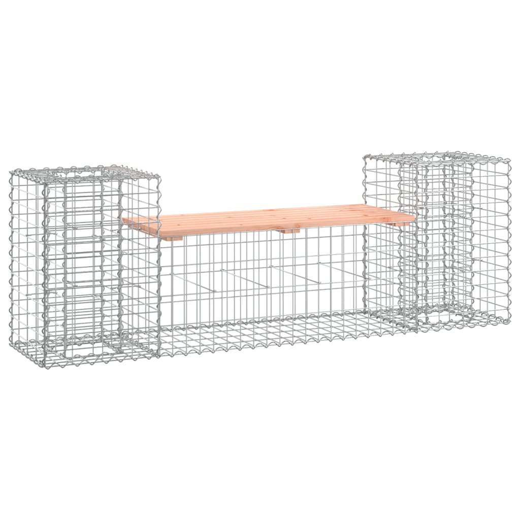 Bancă de grădină cu gabion, 183x41x60,5 cm, lemn masiv Douglas