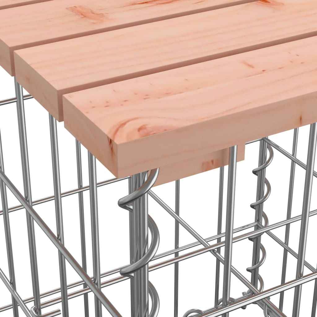 Bancă de grădină cu gabion, 244x71x65,5 cm, lemn masiv Douglas