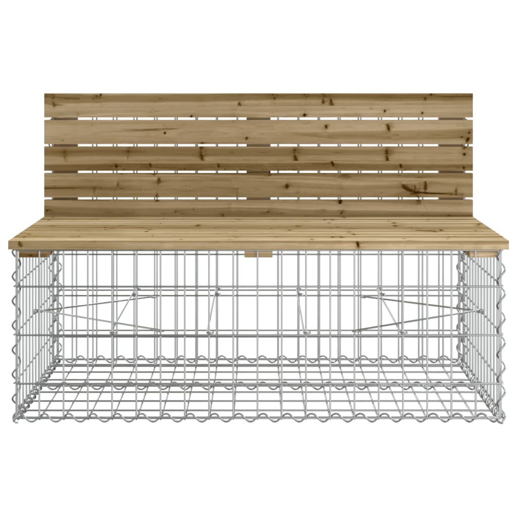 Bancă grădină design gabion, 347x71x65,5 cm, lemn pin impregnat