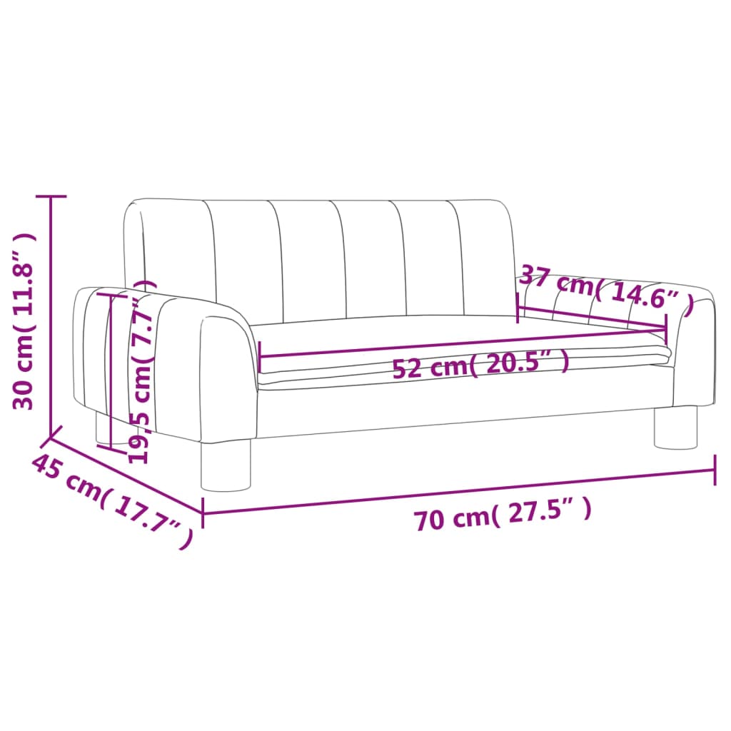Canapea pentru copii, crem, 70x45x30 cm, material textil