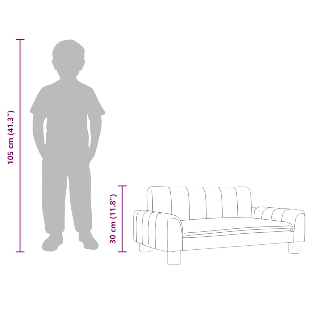 Canapea pentru copii, gri, 70x45x30 cm, piele ecologică