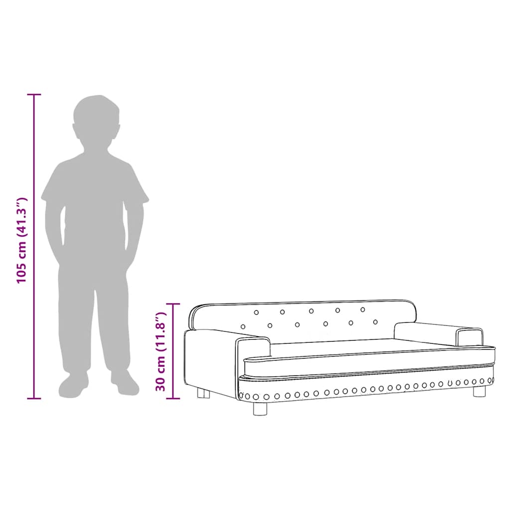 Canapea pentru copii, maro, 90x53x30 cm, catifea