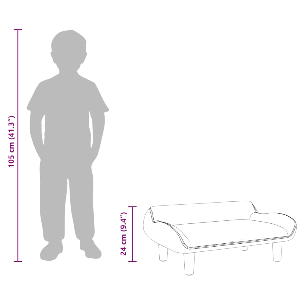 Canapea pentru copii, crem, 70x40x24 cm, material textil