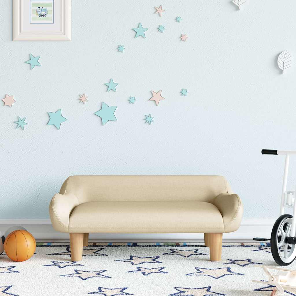 Canapea pentru copii, crem, 70x40x24 cm, material textil