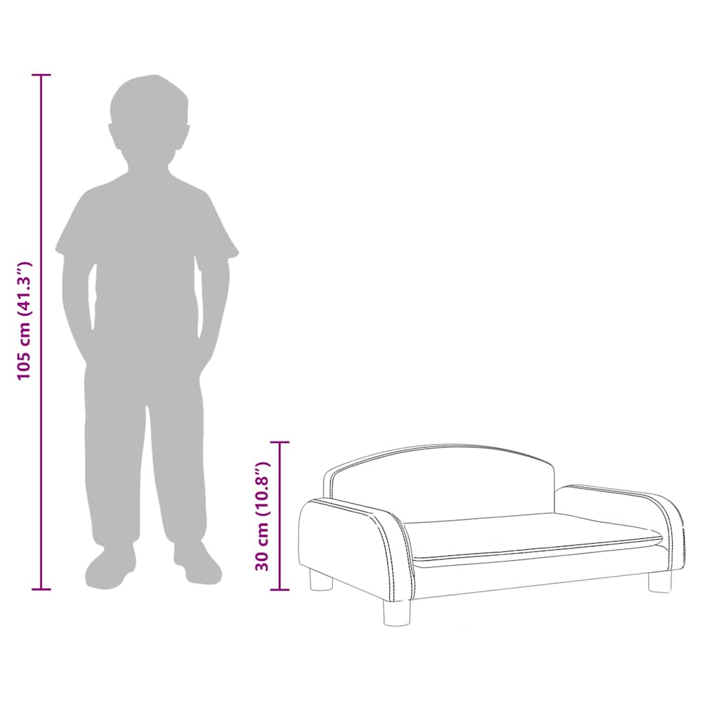 Canapea pentru copii, negru, 70x45x30 cm, piele ecologică