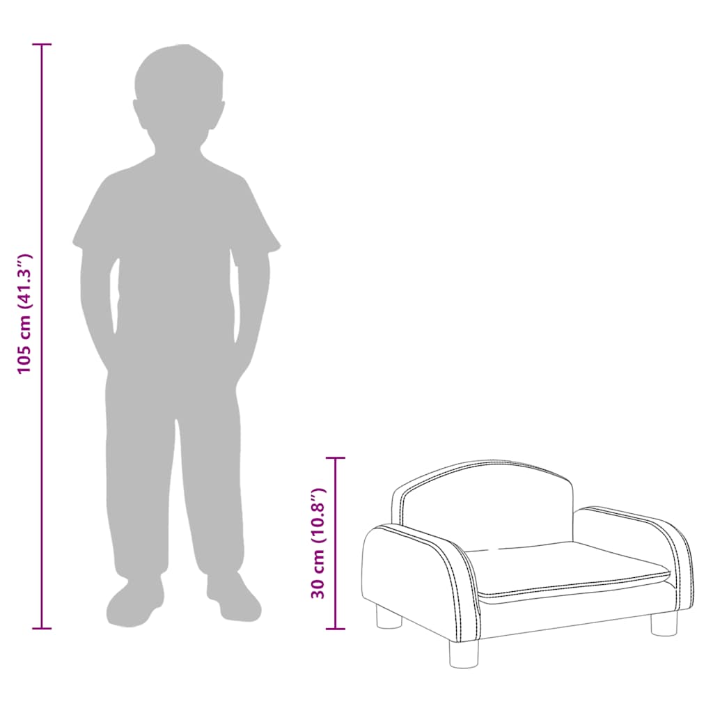 Canapea pentru copii, gri, 50x40x30 cm, piele ecologică