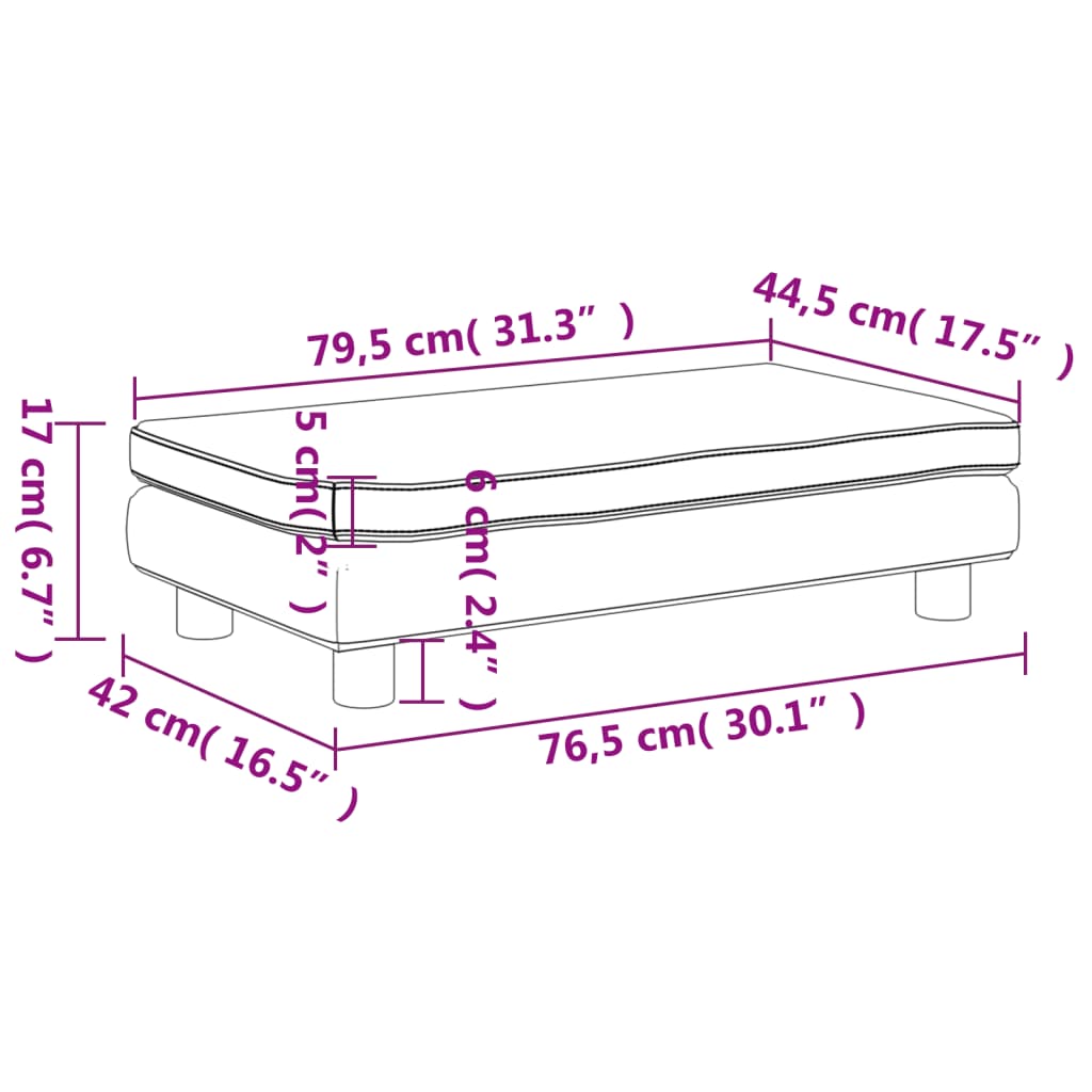 Canapea pentru copii cu taburet gri deschis 100x50x30cm catifea