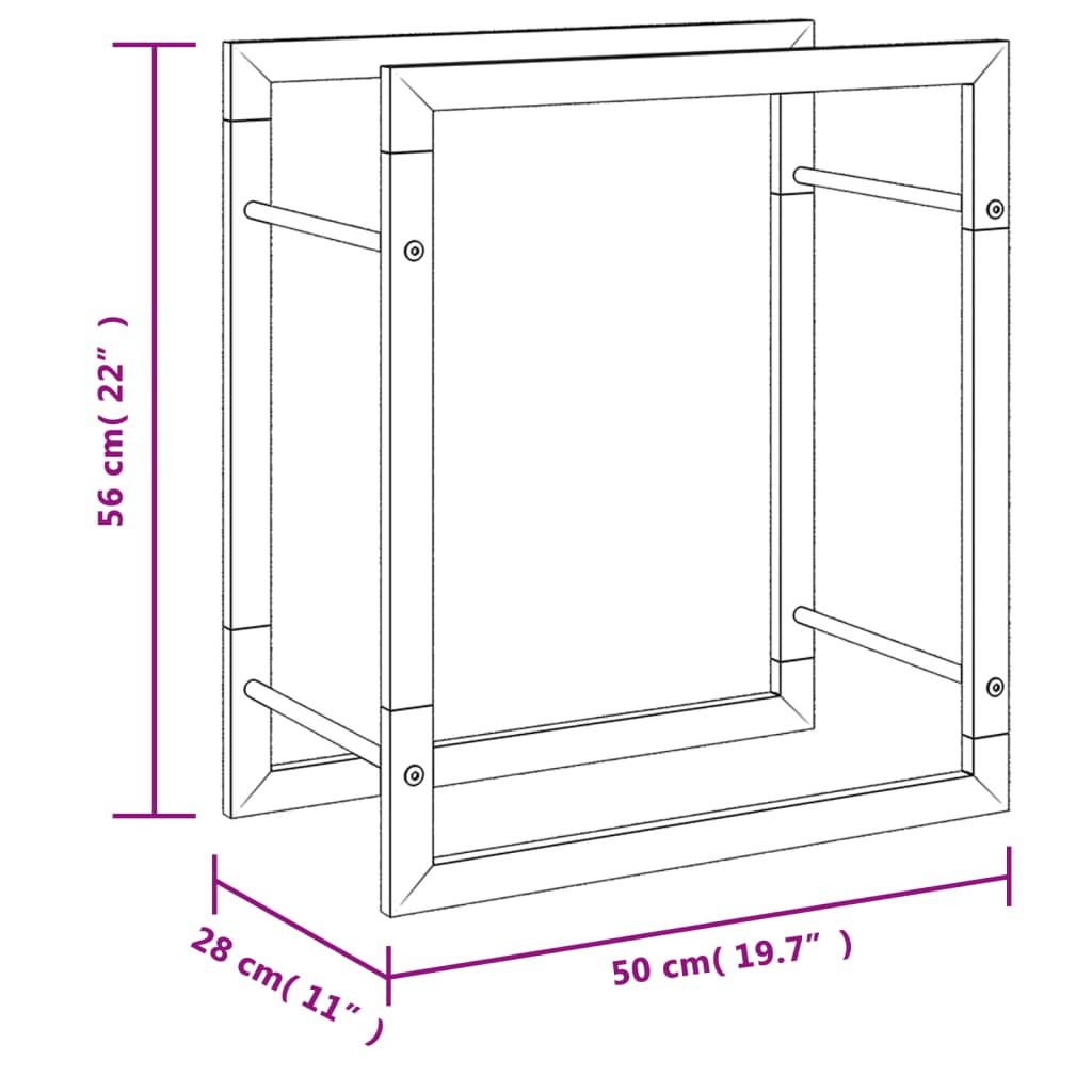 Suport pentru lemne de foc, 50x28x56 cm, oțel inoxidabil