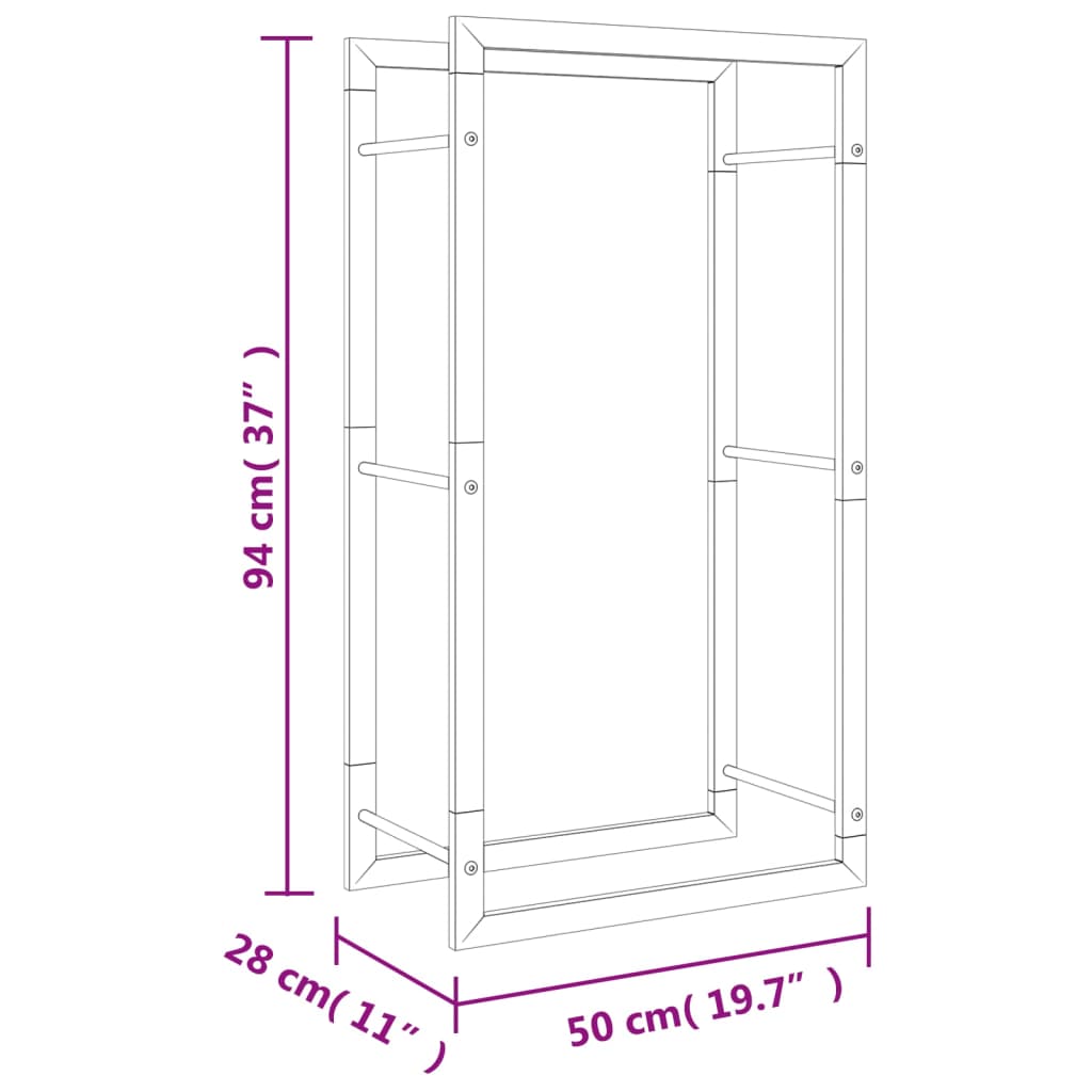 Suport pentru lemne de foc, 50x28x94 cm, oțel inoxidabil