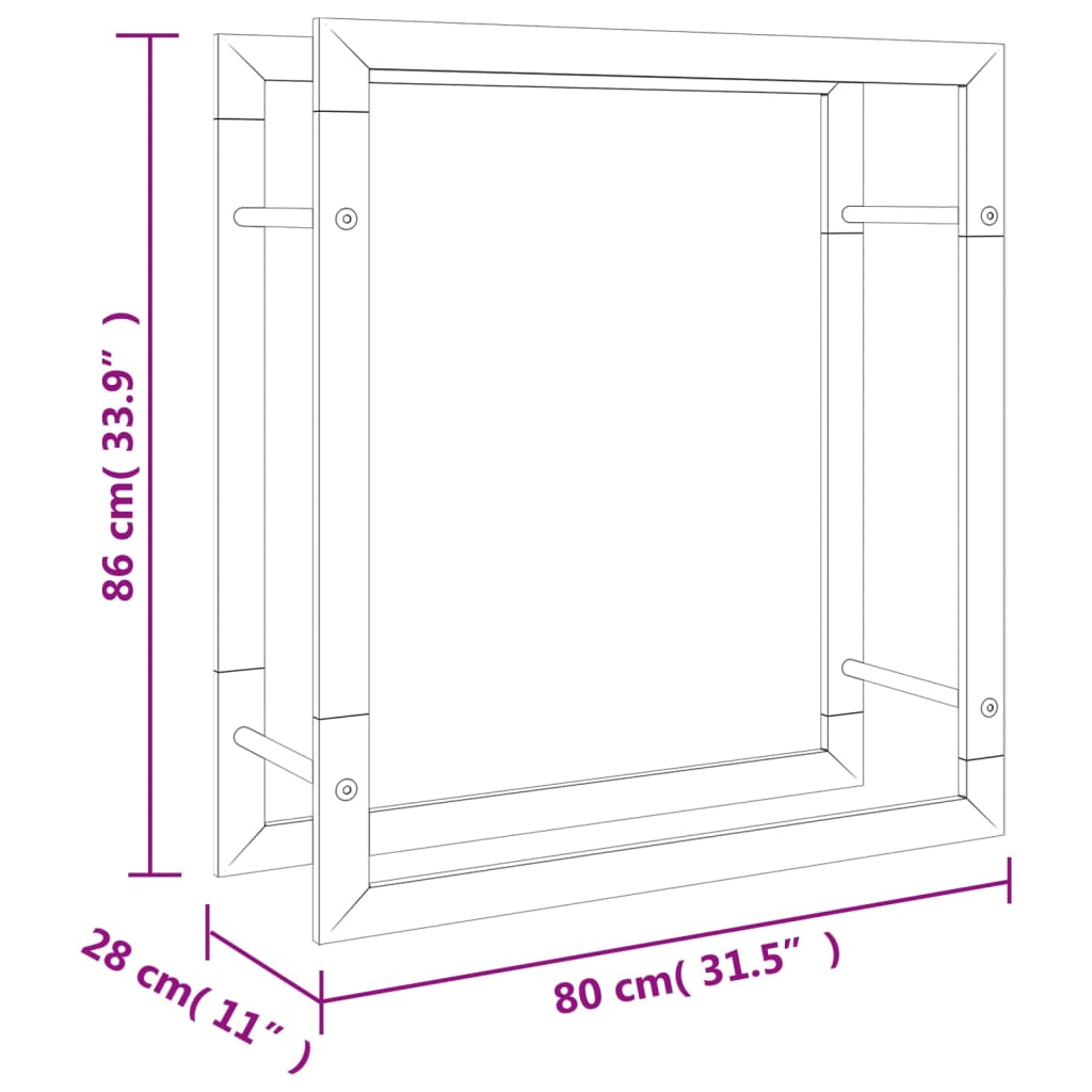 Suport pentru lemne de foc, 80x28x86 cm, oțel inoxidabil