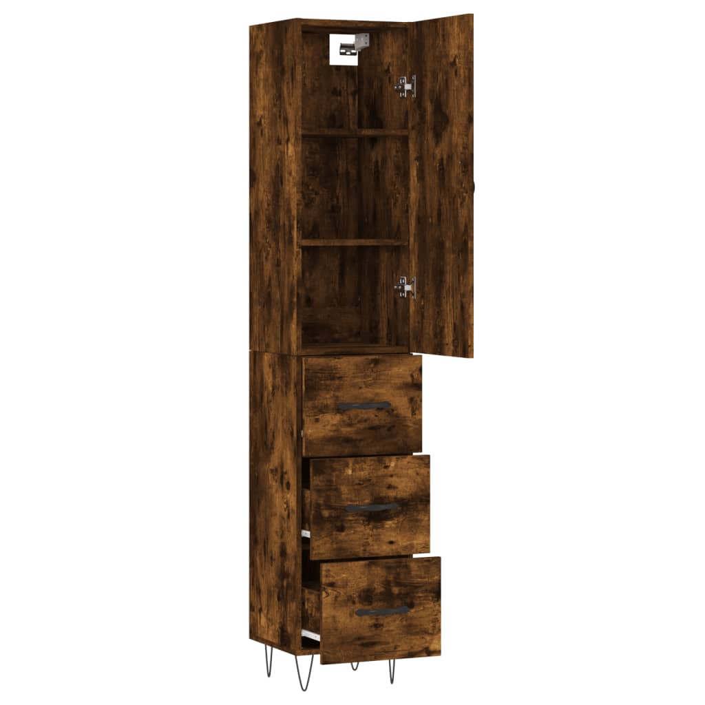 Dulap înalt, stejar fumuriu, 34,5x34x180 cm, lemn prelucrat