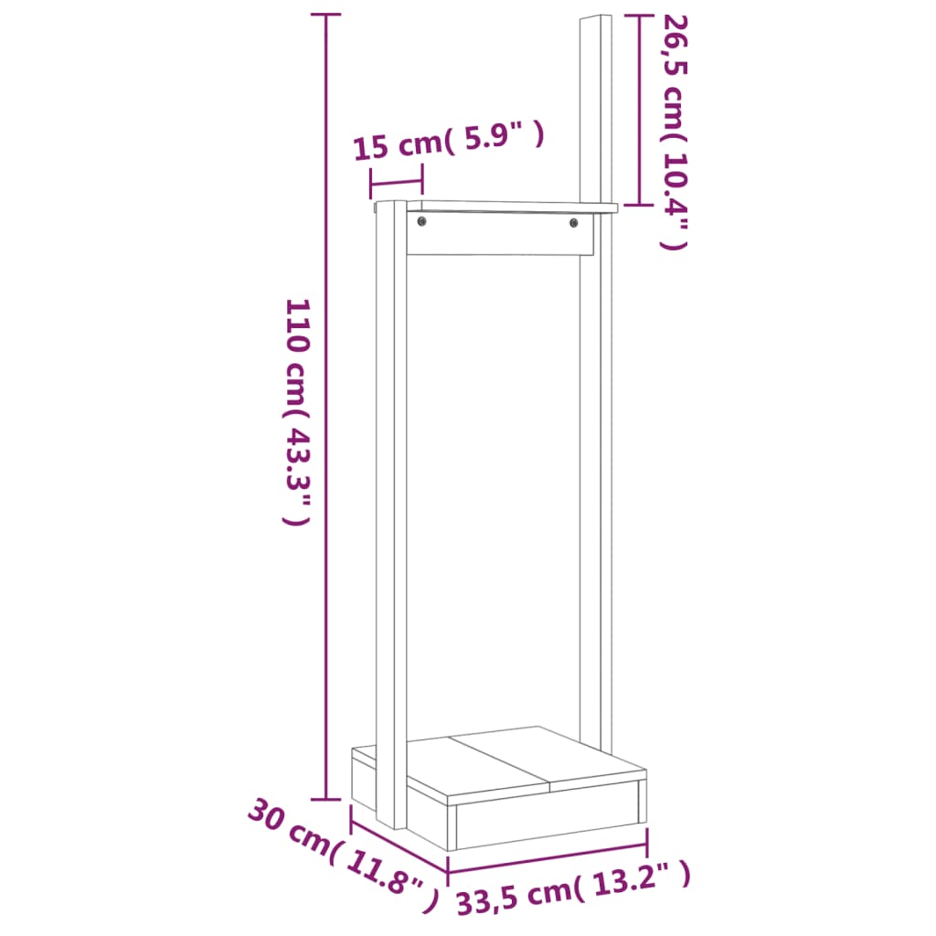 Suport pentru bușteni maro miere 33,5x30x110 cm lemn masiv pin