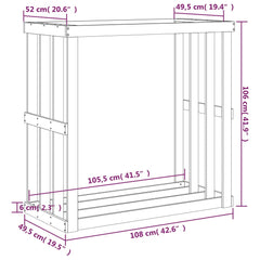 Suport bușteni de exterior, 108x52x106 cm, lemn masiv pin