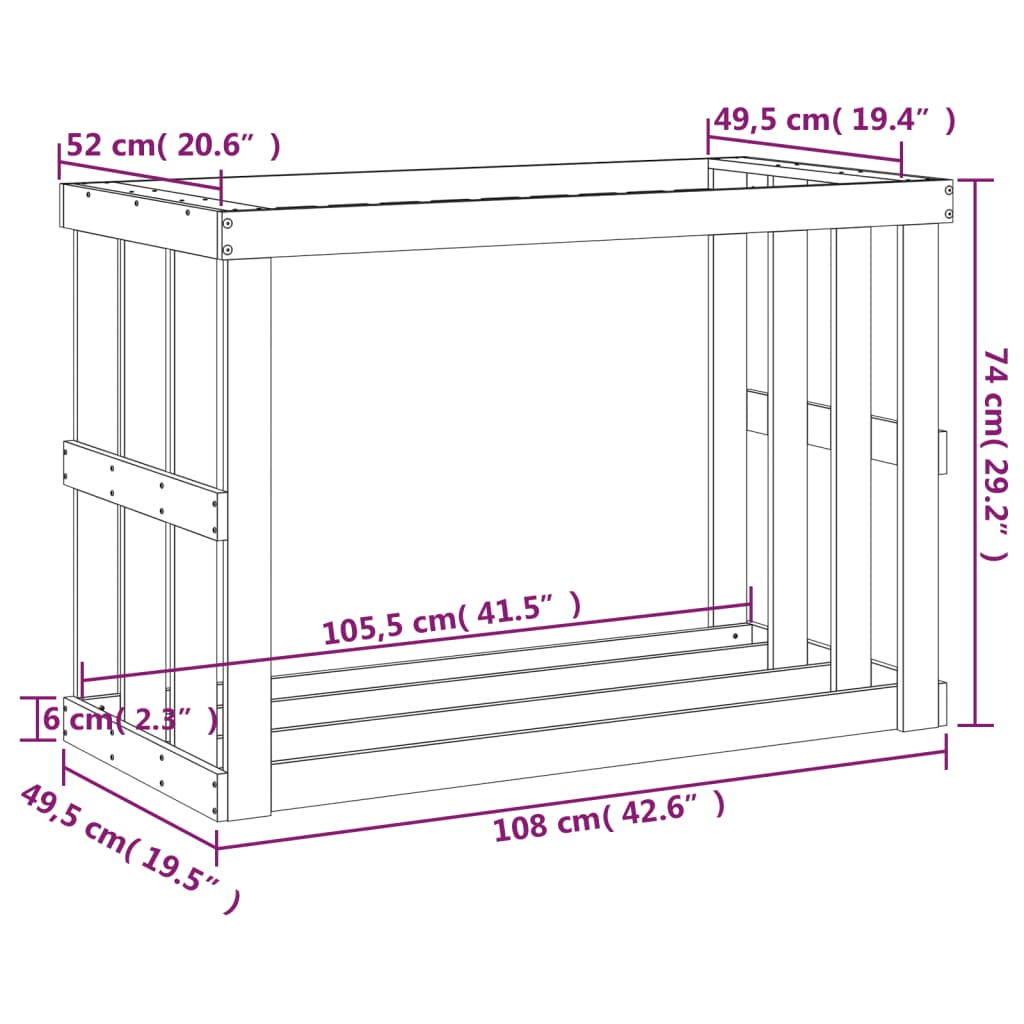 Suport bușteni exterior maro miere 108x52x74 cm lemn masiv pin