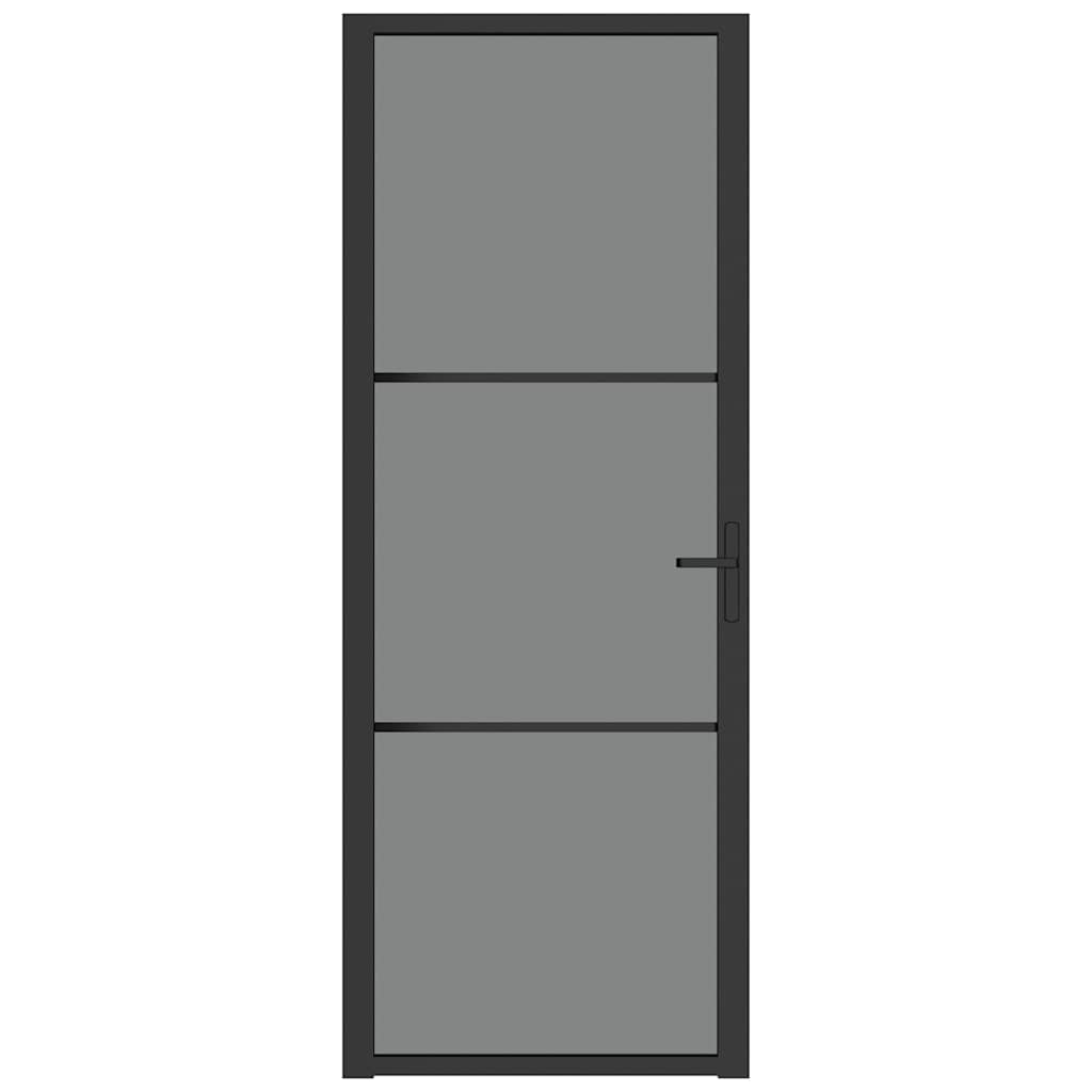 Ușă de interior, 76x201,5 cm, negru, sticlă ESG și aluminiu