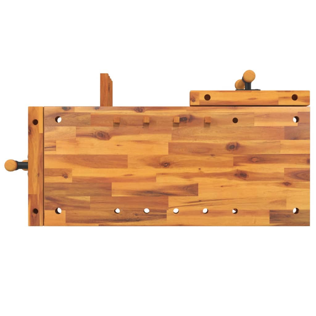 Banc de lucru cu menghine, 92x48x83 cm, lemn masiv de acacia