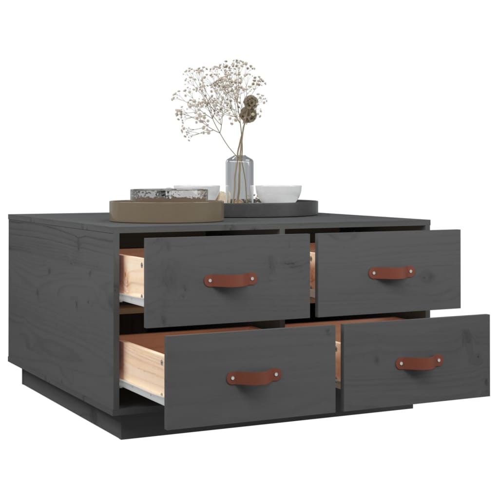 Măsuță de cafea, gri, 80x80x45 cm, lemn masiv de pin