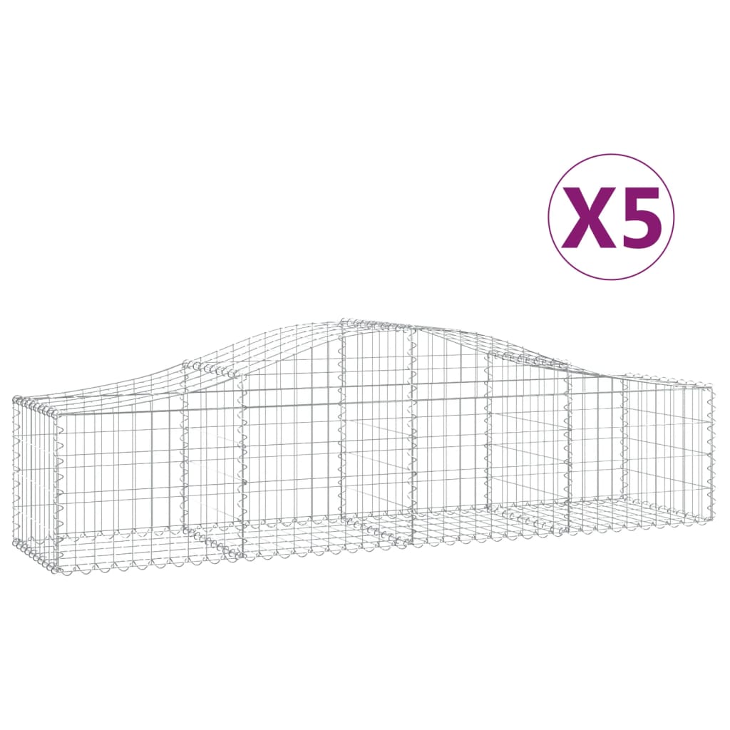 Coșuri gabion arcuite 5 buc, 200x50x40/60 cm, fier galvanizat