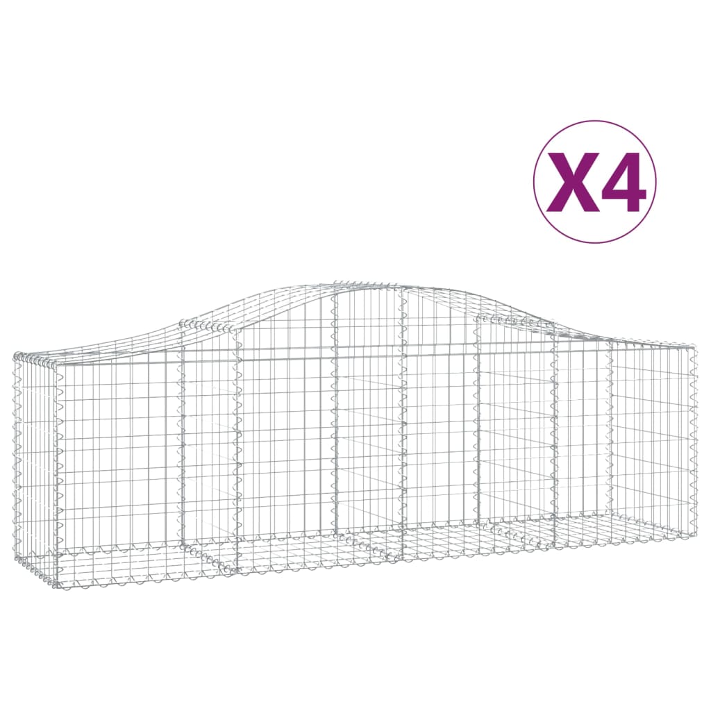 Coșuri gabion arcuite 4 buc, 200x50x60/80 cm, fier galvanizat